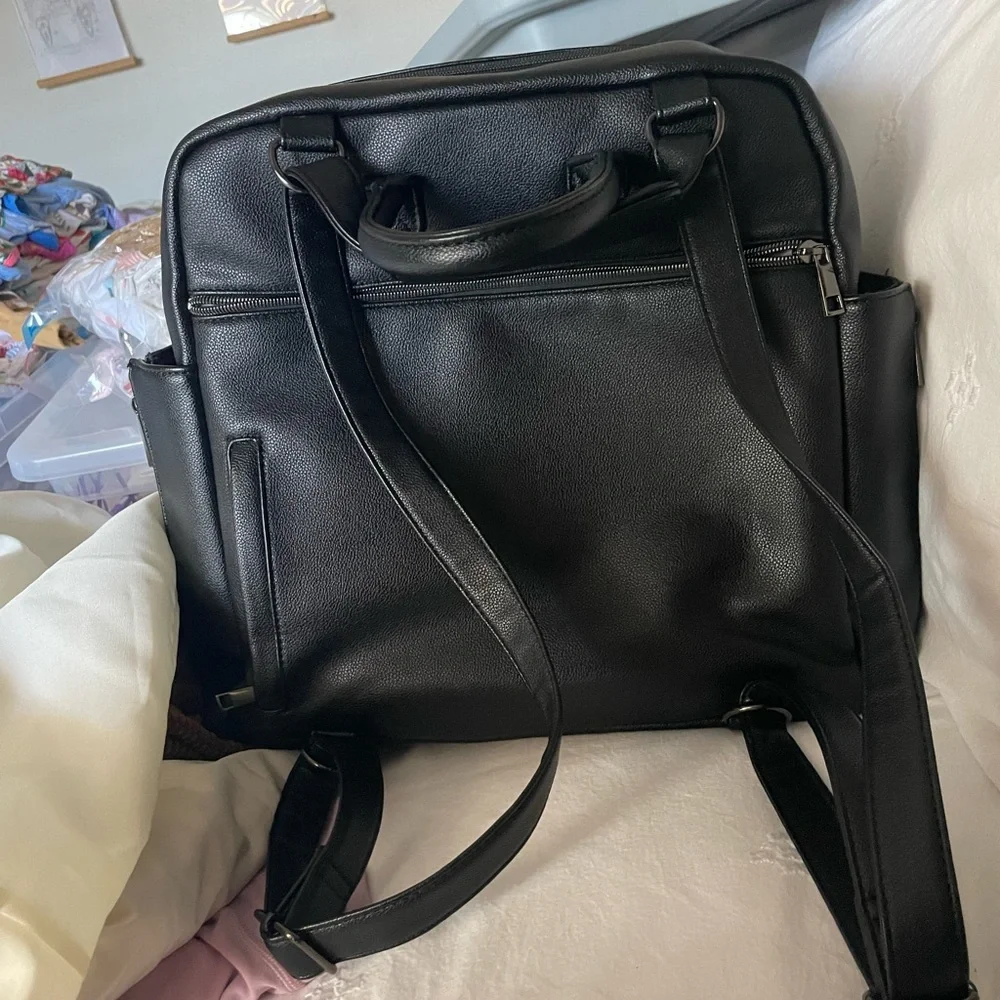 Ayla & Co Black Kids Backpack Tote - Sleek Leatherette Carry Bag